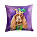 English Cocker Spaniel King Of Mardi Gras Throw Pillow Machine Washable, Indoor Outdoor Decorative Pillow For Couch, Bed Or Patio, 14Hx14W_maomaolike.com