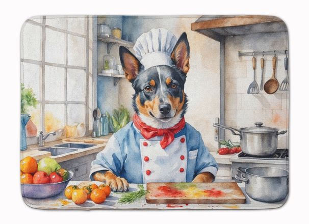 Australian Cattle Dog The Chef Memory Foam Kitchen Mat Machine Washable Anti-Fatigue Mat Cushion Comfort Bath Mat Or Kitchen Rug_maomaolike.com