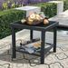 Modern Square End Tables For Living Room; Rustic Aluminum Outdoor Side Table With Storage Space; Patio Tempered Glass Accent Table; 17.7'' X 17.7'' X 17.7''_maomaolike.com