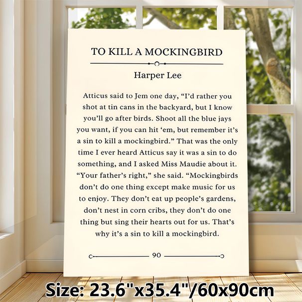 To Kill A Mockingbird Literary Quote Painting Poster, Vintage-style Classic Book Excerpt Poster, Thought-provoking Literary Content Ideal For Home_maomaolike.com