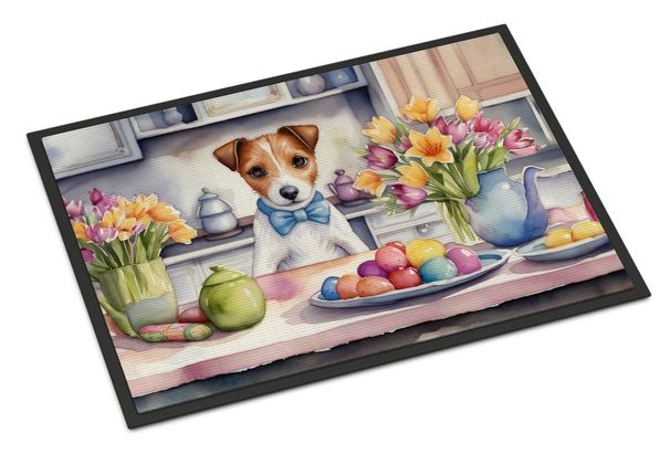 Decorating Easter Jack Russell Terrier Doormat Front Door Mat Indoor Outdoor Rugs For Entryway, Non Slip Washable Low Pile, 24H X 36W_maomaolike.com