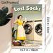 Lost Socks Laundry Mystery Painting Poster, Vintage-style Retro Housewife & Laundry Machines Scene Poster, Humorous Whimsical Design, Ideal For_maomaolike.com