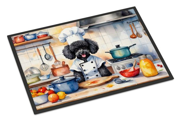 Black Poodle The Chef Doormat Front Door Mat Indoor Outdoor Rugs For Entryway, Non Slip Washable Low Pile, 24H X 36W_maomaolike.com