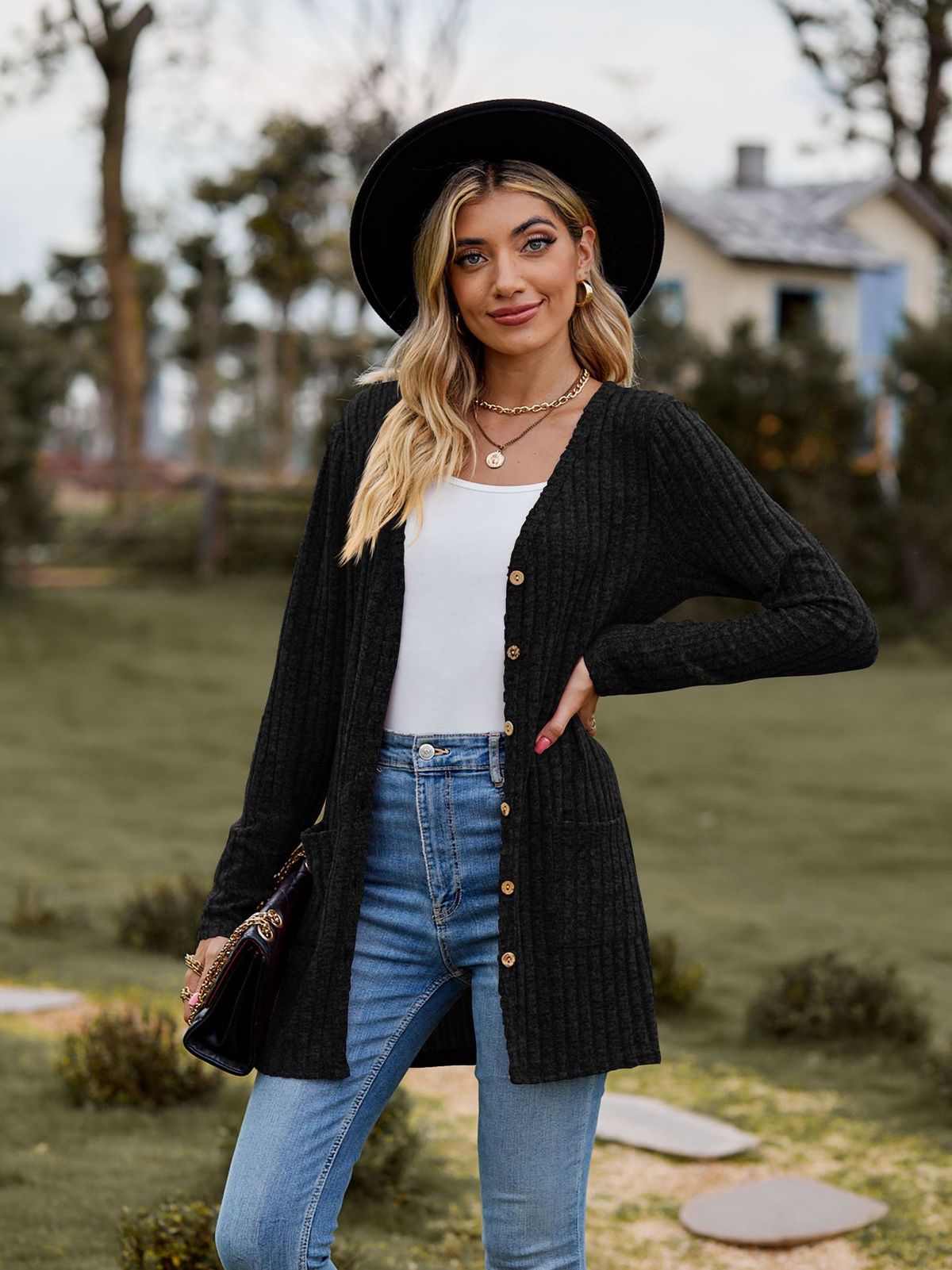 New women's clothing women's brushed pit strip solid color long-sleeved women's cardigan jacket_maomaolike.com