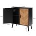 Accent Cabinet With Adjustable Shelf, Kitchen Storage Cabinet With Herringbone Design, Black Sideboard For Living Room, Kitchen, Entryway_maomaolike.com