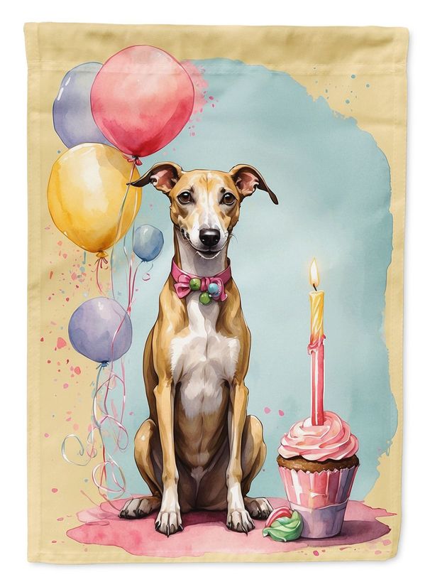 Whippet Happy Birthday Garden Flag Mailbox Flag Decorative Yard Flag Banner Outside Patio Artwork Yard Flower Beds, Garden Size, Multicolor_maomaolike.com