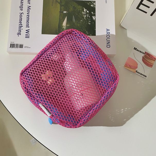 New Dopamine Colorful Tofu Large Capacity Makeup Portable Travel Cosmetic Mesh Storage Bag_maomaolike.com