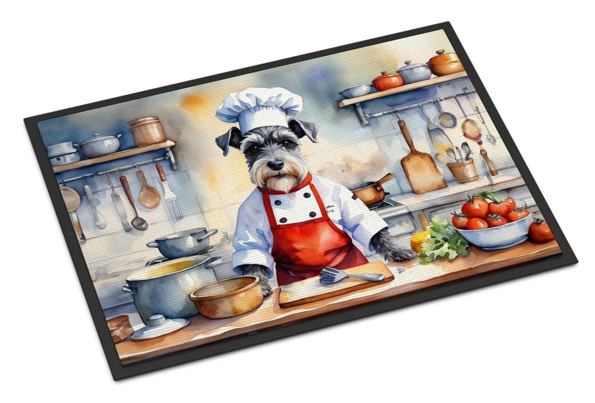 Schnauzer The Chef Doormat Front Door Mat Indoor Outdoor Rugs For Entryway, Non Slip Washable Low Pile, 24H X 36W_maomaolike.com