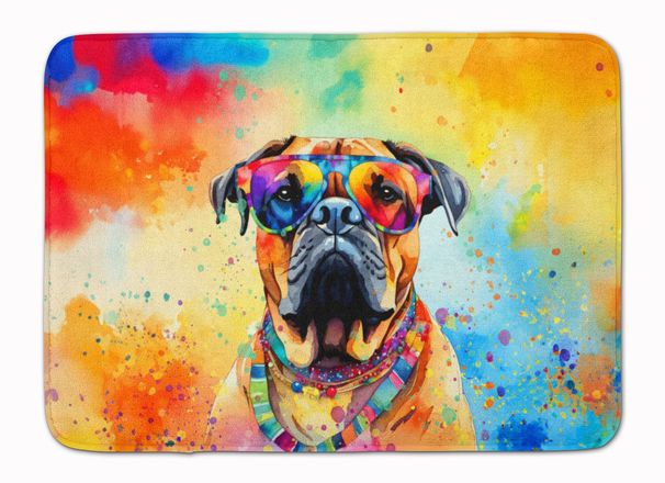 Bullmastiff Hippie Dawg Memory Foam Kitchen Mat Machine Washable Anti-Fatigue Mat Cushion Comfort Bath Mat Or Kitchen Rug_maomaolike.com