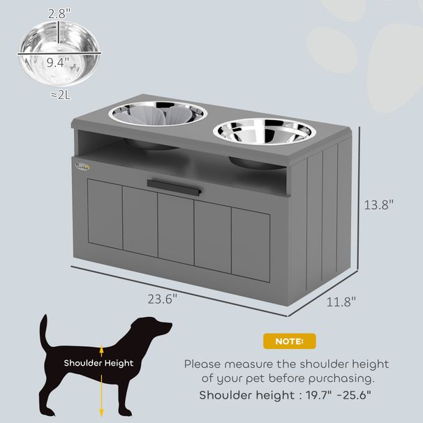 Elevated Dog Bowls, Large Breed Raised Dogs Bowl Stand With 2 Stainless Steel Bowls, Storage Drawer And Slow Feeder Mat_maomaolike.com