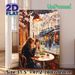 Cherry Blossom Cafe Gathering Painting Poster, Warm-toned Impressionist Poster, Serene Scene Of Friends Enjoying Treats By Cherry-blossom Lined_maomaolike.com