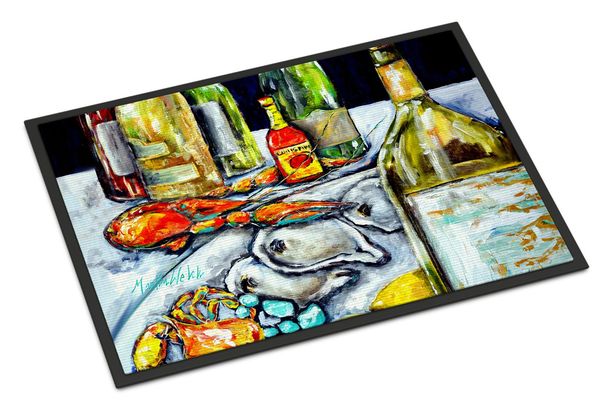 Sit A Spell Seafood Dinner Doormat Front Door Mat Indoor Outdoor Rugs For Entryway, Non Slip Washable Low Pile, 24H X 36W_maomaolike.com