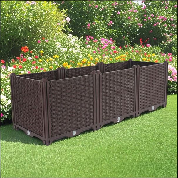SOGA 2X 120cm Raised Planter Box Vegetable Herb Flower Outdoor Plastic Plants Garden Bed Deepen_maomaolike.com