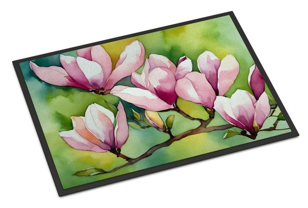 Mississippi Magnolia In Watercolor Doormat Front Door Mat Indoor Outdoor Rugs For Entryway, Non Slip Washable Low Pile, 24H X 36W_maomaolike.com