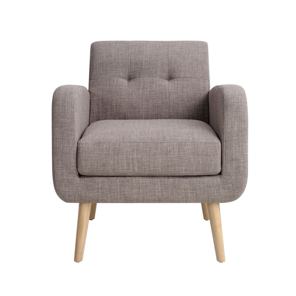 Mid-Century Modern Fabric Accent Armchair Single Sofa With Rubber Wood Legs For Living Room_maomaolike.com