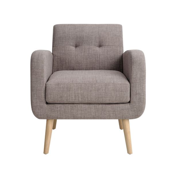 Mid-Century Modern Fabric Accent Armchair Single Sofa With Rubber Wood Legs For Living Room_maomaolike.com