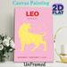 Leo Zodiac Painting Poster, Soft Pastel Style Yellow Lion With Zodiac Traits Poster, Features Leo's Birth Date And Core Traits, Ideal For Bedroom And_maomaolike.com