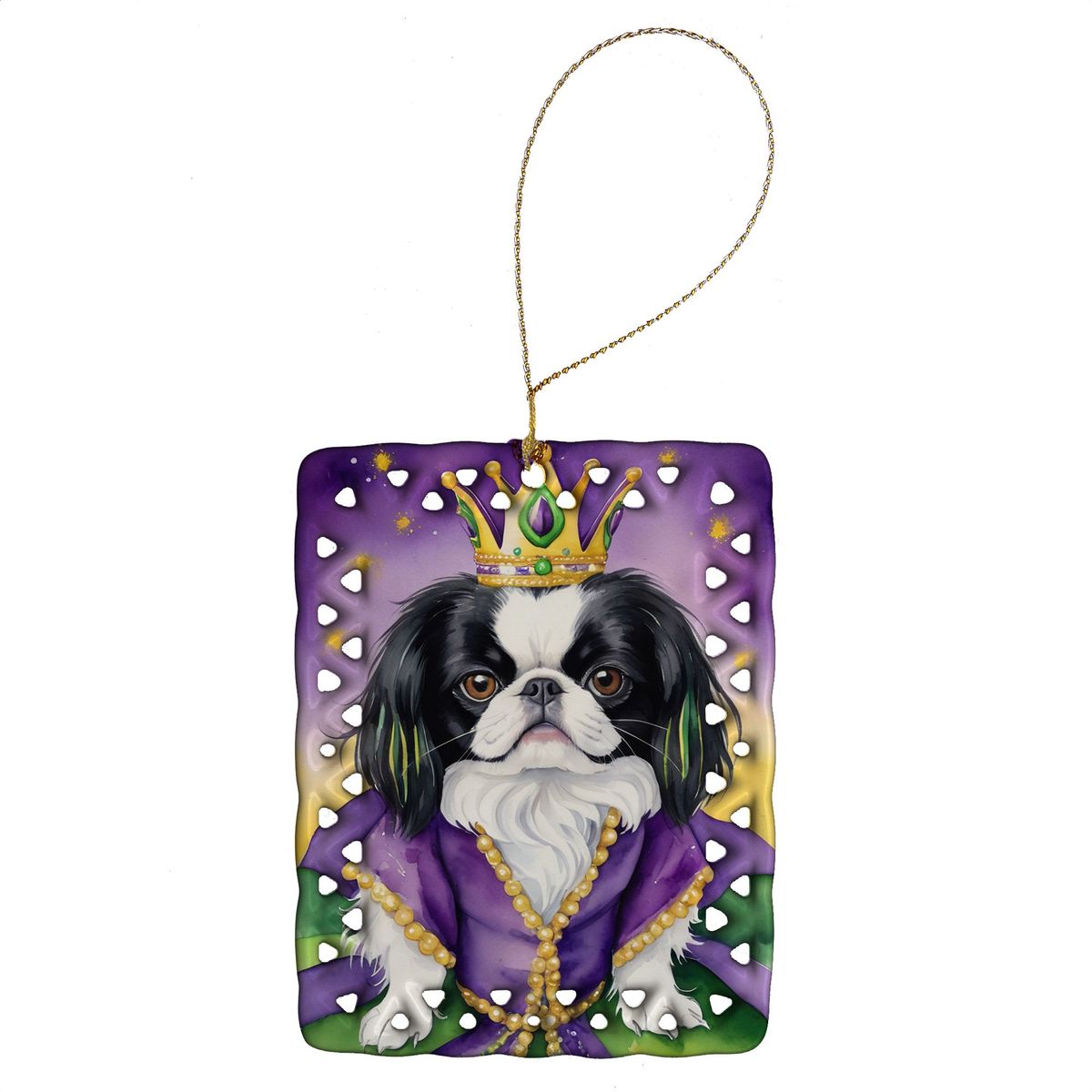 Japanese Chin King Of Mardi Gras Porcelain Ornament Christmas Tree Hanging Decorations For Home Christmas Holiday, Rectangle, Gift, Multicolor_maomaolike.com