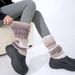 Flower yarn gradient color wool pile socks with metal label autumn and winter warm leggings knitted thickened foot covers_maomaolike.com