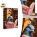 Pigeon Reading Book Painting Poster, Rich-toned Oil Painting Style Poster, Playful Quirky Literary Decor Ideal For Library, Study Room_maomaolike.com