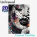 Graffiti Style Female Portrait Painting Poster, Bold Monochrome Face With Colorful Splash & Heart Element Poster, Edgy Artistic Decor For Bedroom_maomaolike.com