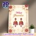 Indian Jhumka Earrings Painting Poster, Vintage Ornate Ethnic Style Poster, Elegant Pink & Gold Jhumka Design With Delicate Floral Border, Cultural_maomaolike.com