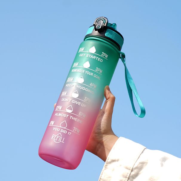 1L Bottle 12 Colors Leak Proof With Time Mark Drink And Straw Motivational Drinki Sports Water Bottle For Outdoor_maomaolike.com