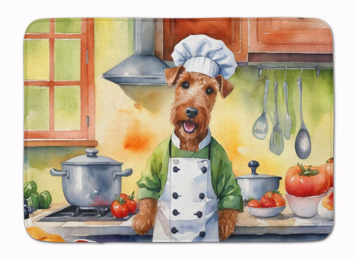 Irish Terrier The Chef Memory Foam Kitchen Mat Machine Washable Anti-Fatigue Mat Cushion Comfort Bath Mat Or Kitchen Rug_maomaolike.com