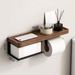 Walnut Storage Rack Bathroom Wall-Mounted No-Drill Toilet Solid Wood Tissue Box Roll Paper Holder_maomaolike.com