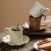 Pleated Coffee And Saucer, High-end Exquisite Ceramic Mug, Women's Home-use Design, Niche Milk Cup, Drinking Cup_maomaolike.com