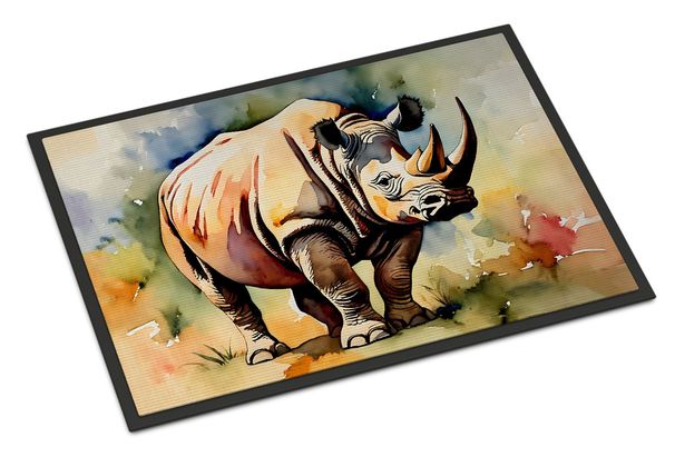 Rhinoceros Doormat Front Door Mat Indoor Outdoor Rugs For Entryway, Non Slip Washable Low Pile, 24H X 36W_maomaolike.com