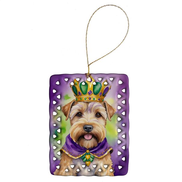 Wheaten Terrier King Of Mardi Gras Porcelain Ornament Christmas Tree Hanging Decorations For Home Christmas Holiday, Rectangle, Gift, Multicolor_maomaolike.com