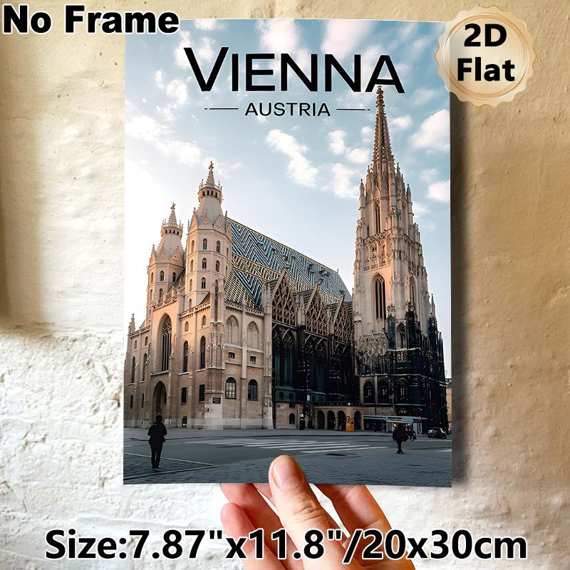Vienna Austria Cathedral Painting Poster, Vintage-style Historic Cathedral With Decorative Roof Poster, Showcases Classic European Architectural_maomaolike.com
