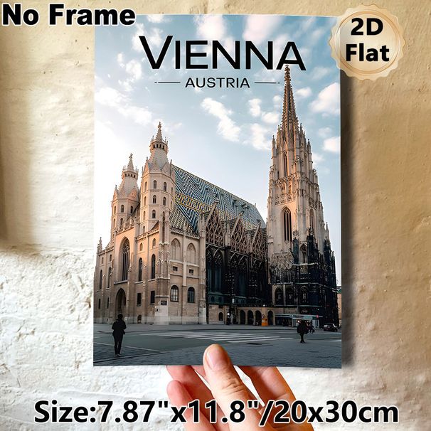 Vienna Austria Cathedral Painting Poster, Vintage-style Historic Cathedral With Decorative Roof Poster, Showcases Classic European Architectural_maomaolike.com