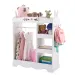 White MDF + Particleboard Children's Wardrobe With 1 Mirror, 3 Shelves, And 1 Clothes Rod; Rabbit Ear Design_maomaolike.com