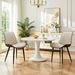 Khaki + Grey PU Leather Dining Chair With Metal Legs, Wave Pattern Upholstered Armless Chair Set Of 6 For Kitchen, Restaurant, Living, Meeting Room_maomaolike.com