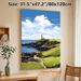 Coastal Lighthouse Painting Poster, Vibrant Idyllic Coastal Landscape Poster, Peaceful Ocean-side Artwork Ideal For Living Room, Bedroom Or Office_maomaolike.com
