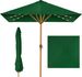 9ft Deep Square Solar Powered LED Lighted Patio Umbrella W/Faux Wood Texture, UV-Resistant Fabric, Hand Crank_maomaolike.com