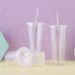 1pc Transparent Minimalist Water Cup With Straw, Reusable, Used DIY Smoothie Cups For Coffee, Milk, And Beverages_maomaolike.com