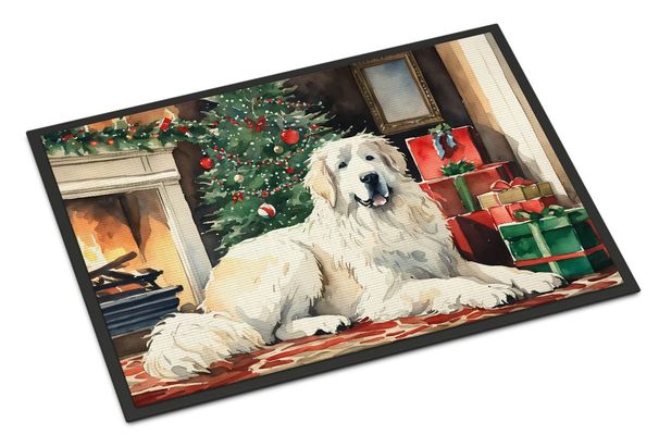 Great Pyrenees Cozy Christmas Doormat Front Door Mat Indoor Outdoor Rugs For Entryway, Non Slip Washable Low Pile, 24H X 36W_maomaolike.com