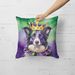 Border Collie King Of Mardi Gras Throw Pillow Machine Washable, Indoor Outdoor Decorative Pillow For Couch, Bed Or Patio, 18Hx18W_maomaolike.com