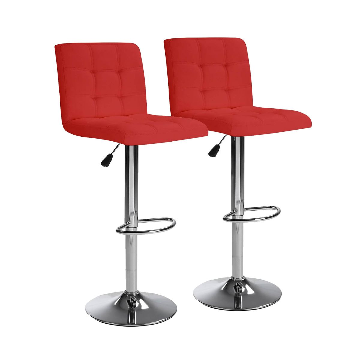 Bar Stools 1 Set Of 2, Counter Height Bar Stools, Square Cushion Bar Stools With Back, Footstool, Cafe, Red, 2 Pieces_maomaolike.com
