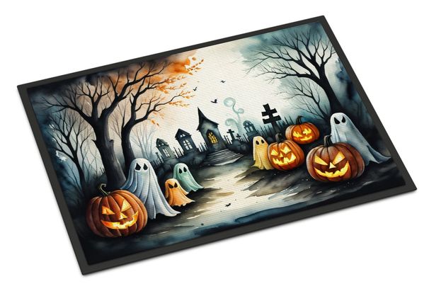 Ghosts Spooky Halloween Doormat Front Door Mat Indoor Outdoor Rugs For Entryway, Non Slip Washable Low Pile, 24H X 36W_maomaolike.com