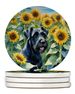 Giant Schnauzer In Sunflowers Large Sandstone Coasters Pack Of 4 Absorbent Round Coasters Decor Gifts For Men Or Women, 4 In, Multicolor_maomaolike.com