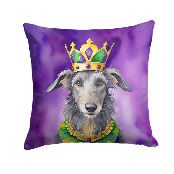 Scottish Deerhound King Of Mardi Gras Throw Pillow Machine Washable, Indoor Outdoor Decorative Pillow For Couch, Bed Or Patio, 14Hx14W_maomaolike.com