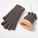 Winter warm touch screen wool double thickened outdoor Arctic fleece lining knit gloves_maomaolike.com