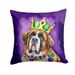 Saint Bernard King Of Mardi Gras Throw Pillow Machine Washable, Indoor Outdoor Decorative Pillow For Couch, Bed Or Patio, 18Hx18W_maomaolike.com