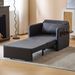 Adult Sleeper Chair Bed, 3-in-1 Convertible Sofa Chair Bed Pull-out Sofa Bed, Convenient Folding Tray Table With USB And Type-C Charging Ports For Living Room,BLACK,Leather_maomaolike.com
