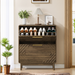 31.5 Walnut Shoe Cabinet, Mid-Century Modern Freestanding Shoe Cabinet, Freestanding Organizer With 2 Flip-Top Drawers, Suitable For Entry, Hallway And Foyer_maomaolike.com