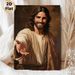 Jesus Themed Painting Poster, Warm-toned Realistic Portrait Poster, Gentle Smiling Jesus Reaching Out Hand, Soothing Spiritual Decor Ideal For Home_maomaolike.com